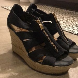 Black zip up wedges